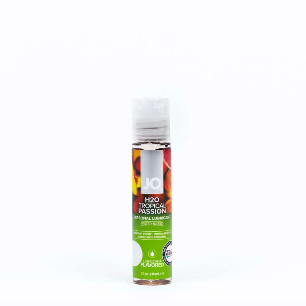 JO H2O Tropical Passion Lube - tropical flavored water-based lubricant in a 30 mL bottle