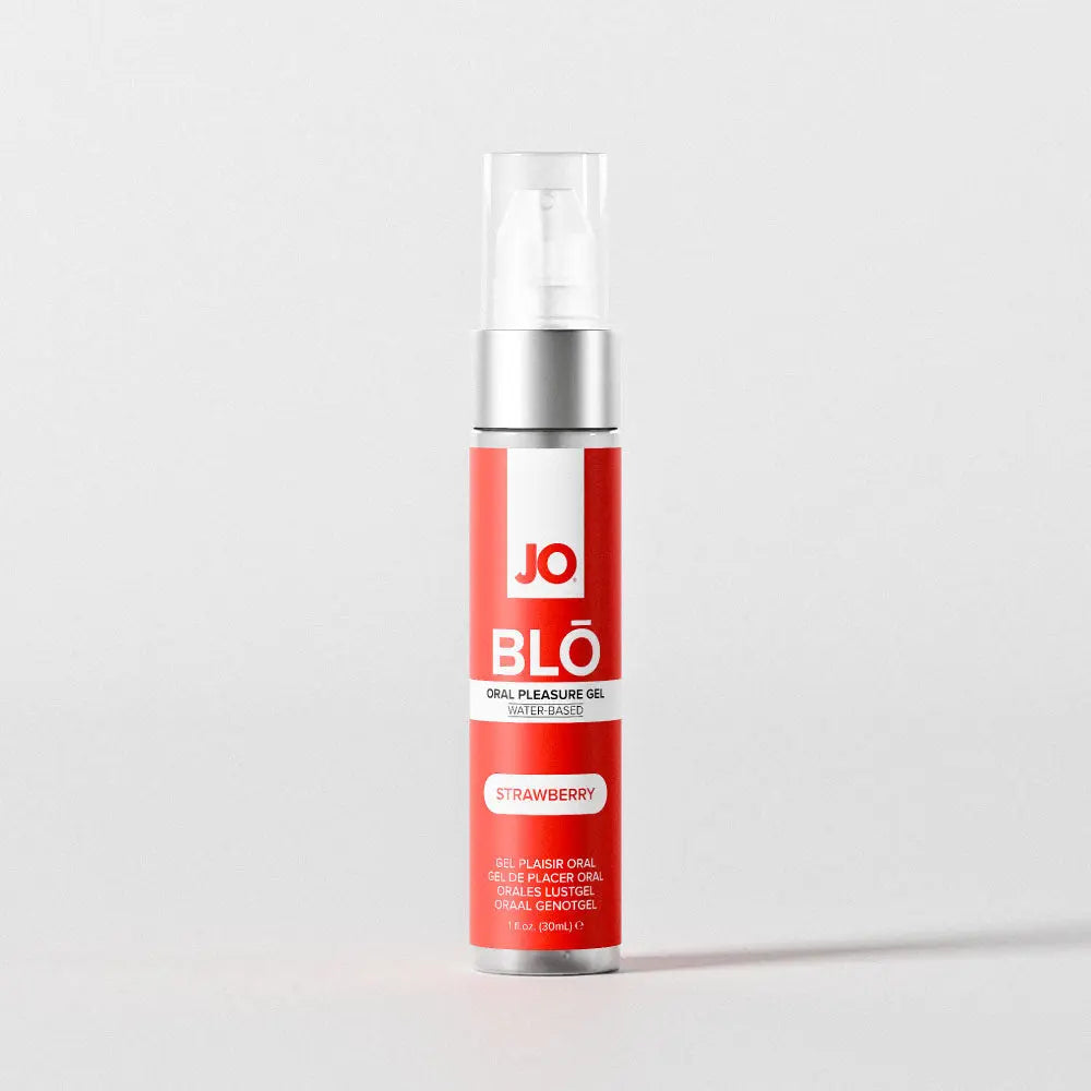 Affordable quality JO Blo Strawberry - Strawberry Flavoured Oral Pleasure Gel - 30 ml Bottle  from JO by Discreet Intimate Essentials with Discreet Delivery 