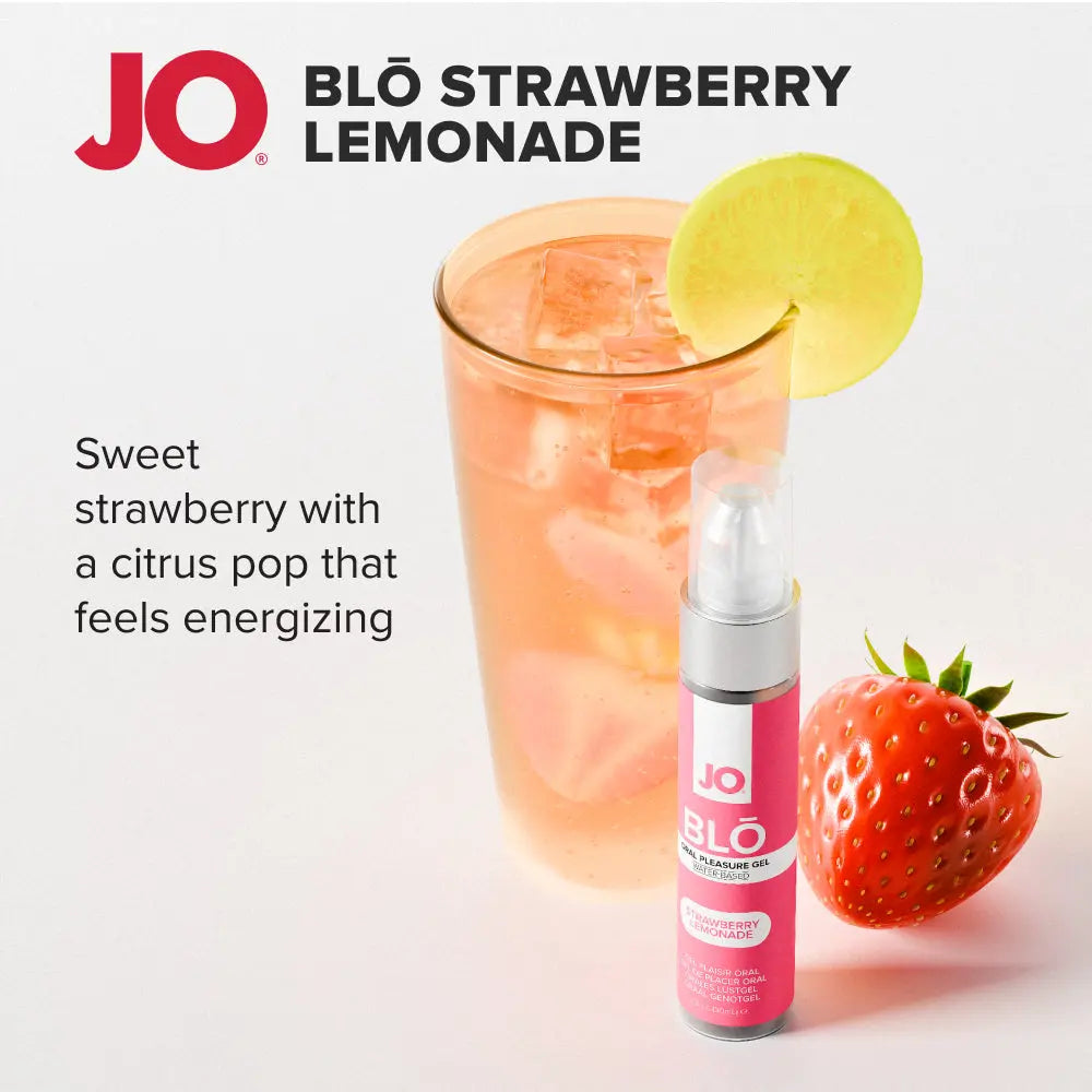 Affordable quality JO Blo Strawberry Lemonade - Strawberry Lemonade Flavoured Oral Pleasure Gel - 30 ml Bottle  from JO by Discreet Intimate Essentials with Discreet Delivery 