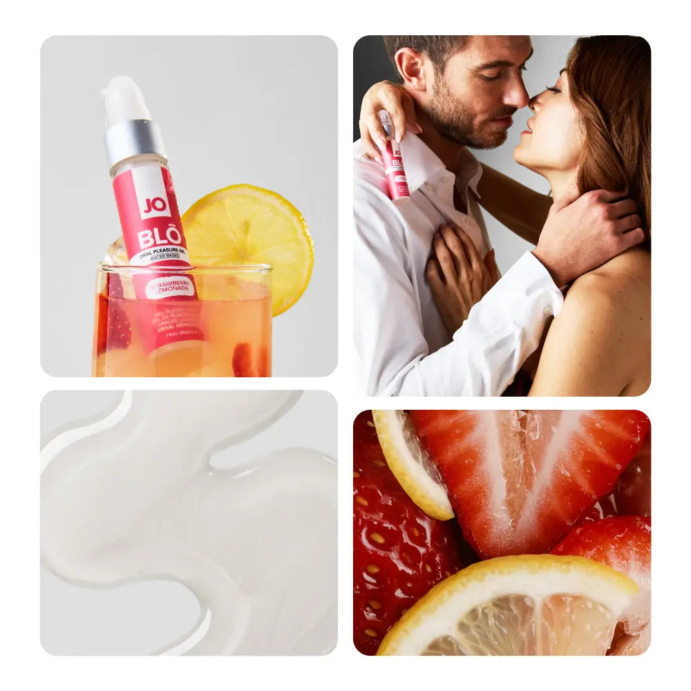 Affordable quality JO Blo Strawberry Lemonade - Strawberry Lemonade Flavoured Oral Pleasure Gel - 30 ml Bottle  from JO by Discreet Intimate Essentials with Discreet Delivery 