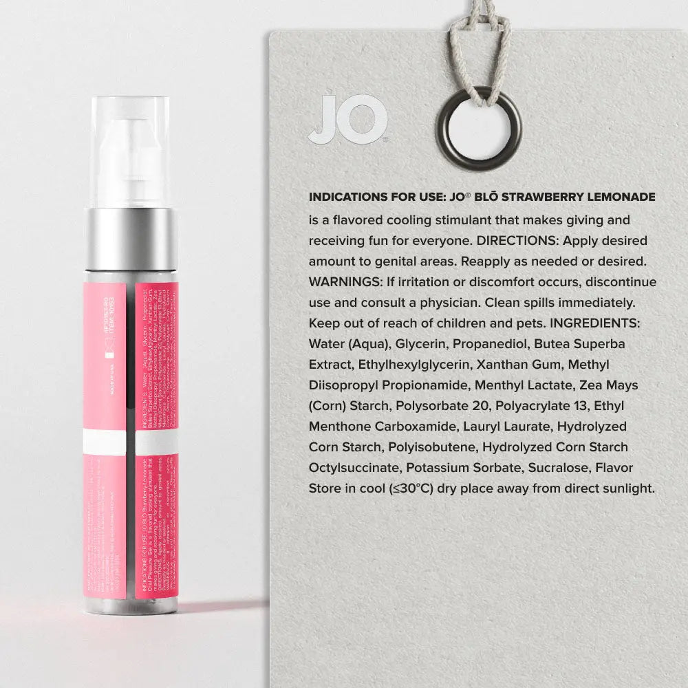 Affordable quality JO Blo Strawberry Lemonade - Strawberry Lemonade Flavoured Oral Pleasure Gel - 30 ml Bottle  from JO by Discreet Intimate Essentials with Discreet Delivery 