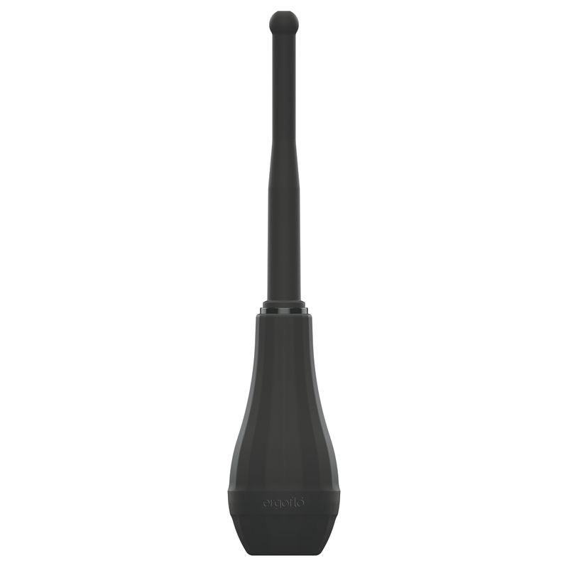 ergoflo anal douche with a medical grade contoured bulb and silicone flex-tip nozzle.