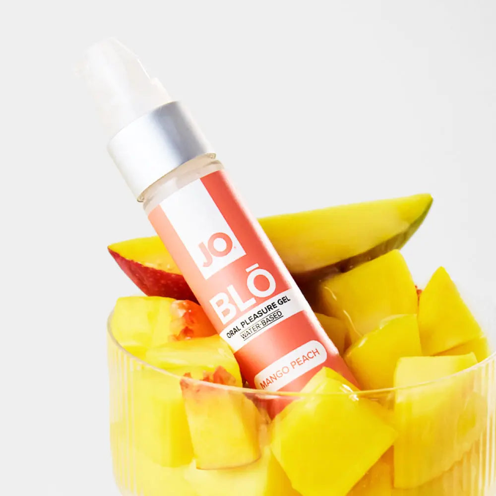 Affordable quality JO Blo Mango Peach - Mango Peach Flavoured Oral Pleasure Gel - 30 ml Bottle  from JO by Discreet Intimate Essentials with Discreet Delivery 