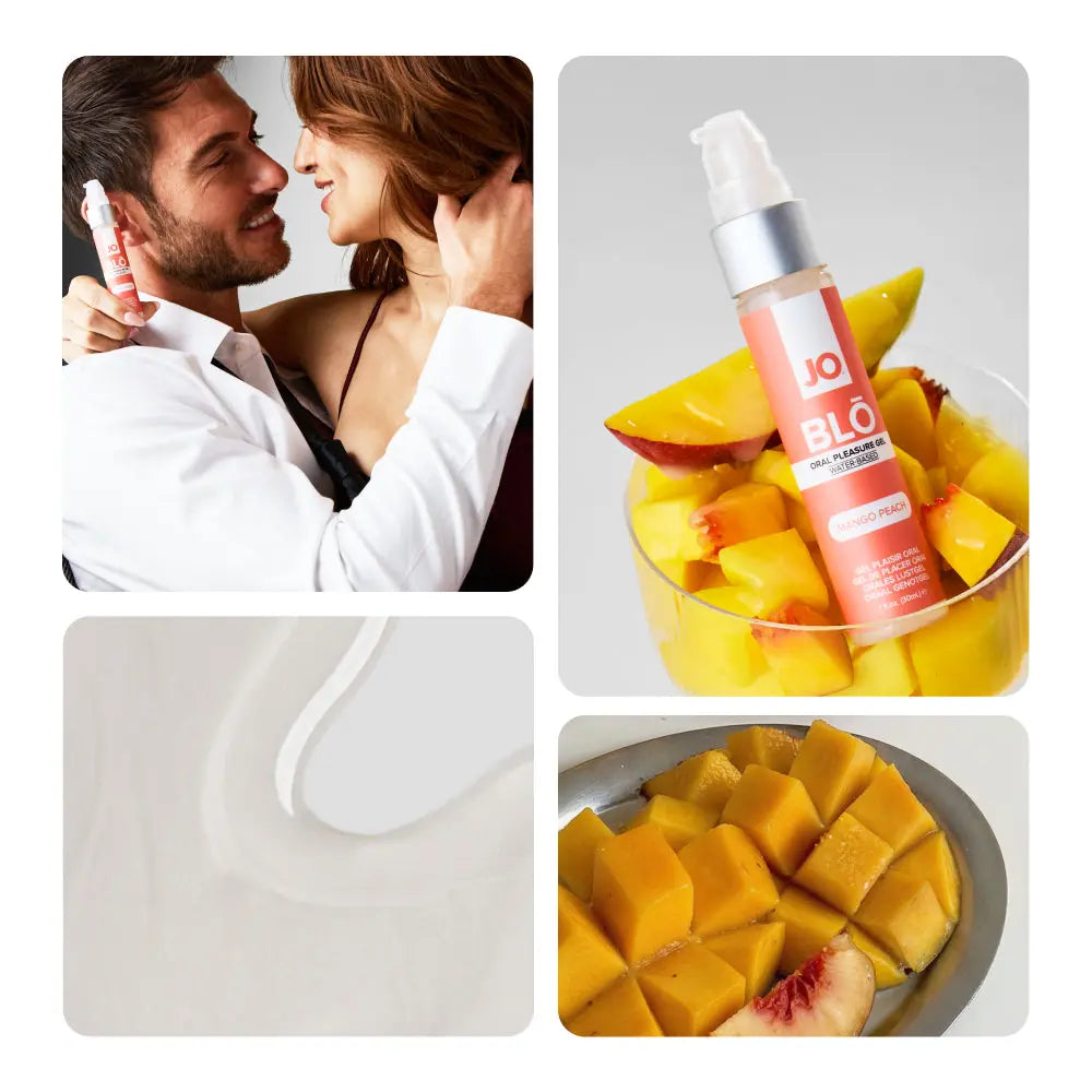 Affordable quality JO Blo Mango Peach - Mango Peach Flavoured Oral Pleasure Gel - 30 ml Bottle  from JO by Discreet Intimate Essentials with Discreet Delivery 