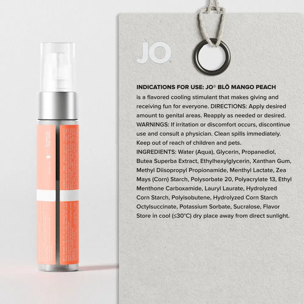 Affordable quality JO Blo Mango Peach - Mango Peach Flavoured Oral Pleasure Gel - 30 ml Bottle  from JO by Discreet Intimate Essentials with Discreet Delivery 