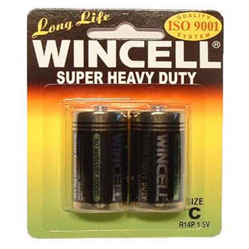 Wincell Super Heavy Duty C Size Carded 2Pk Battery pack with two C batteries for long-lasting power.