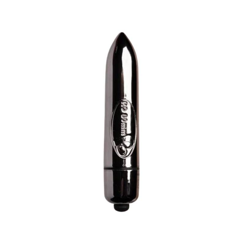 RO-80mm 7 Speed Midnight Metal Vibrating Bullet for intimate essentials, waterproof design and powerful vibes.