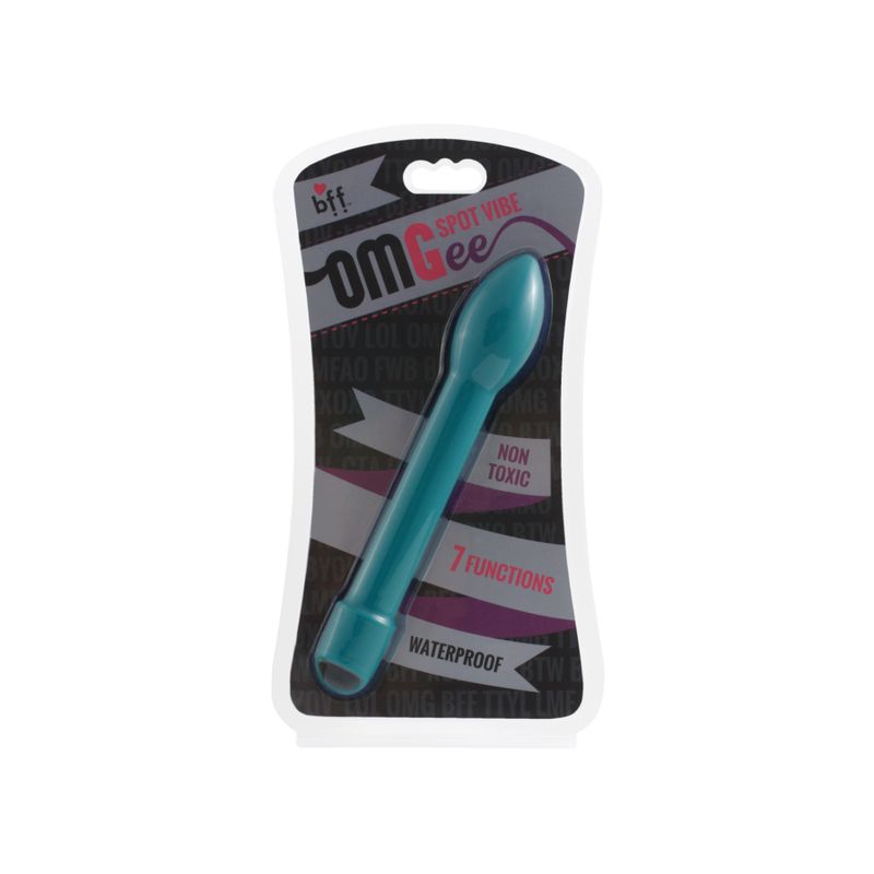 OMGee Spot Vibe Teal, a teal vibrating egg toy with 7 functions and waterproof design.