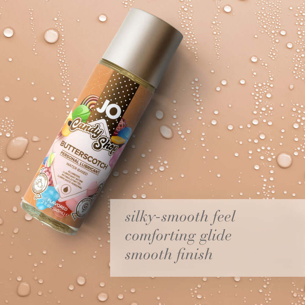 JO Candy Shop Butterscotch Lube - 60 mL butterscotch flavored lubricant with silky-smooth feel and comforting glide.