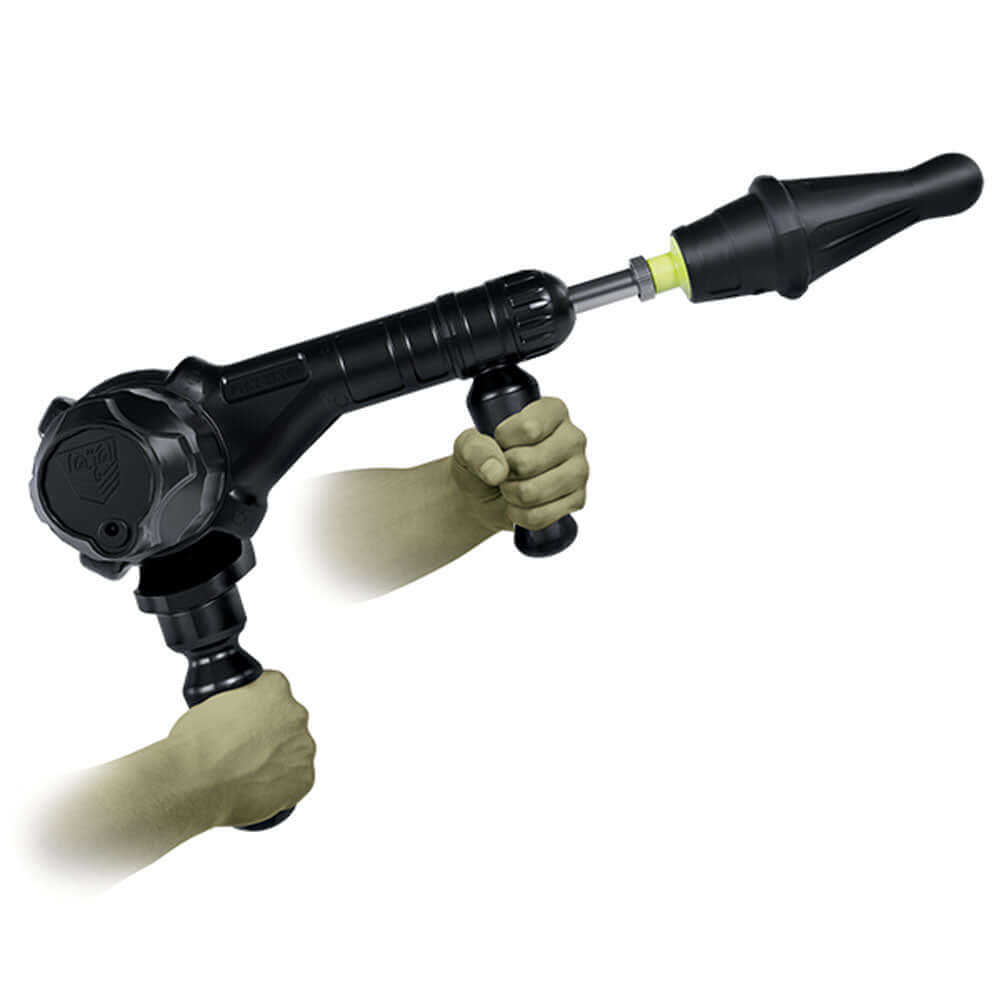Fort Troff Gunner System handheld turbo torque gun for modular sex machine with dual grips and adjustable features.