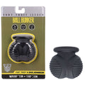 Fort Troff Ball Bunker black ball stretcher for intimate play in packaging, body-safe silicone design.