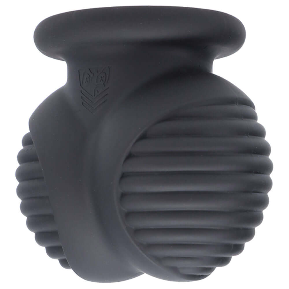 black ball stretcher for intimate play, body-safe silicone ball bunker designed for comfort and durability.