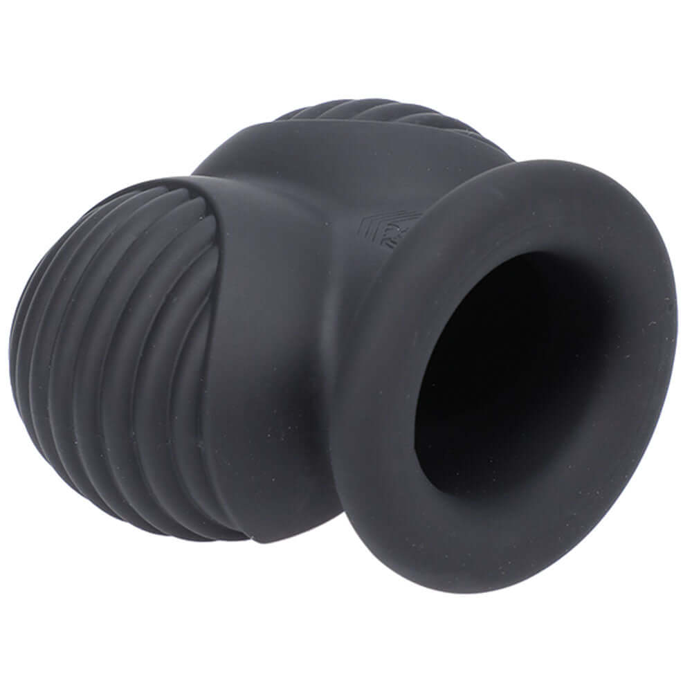 Fort Troff Ball Bunker black ball stretcher for intimate play made of body-safe silicone.