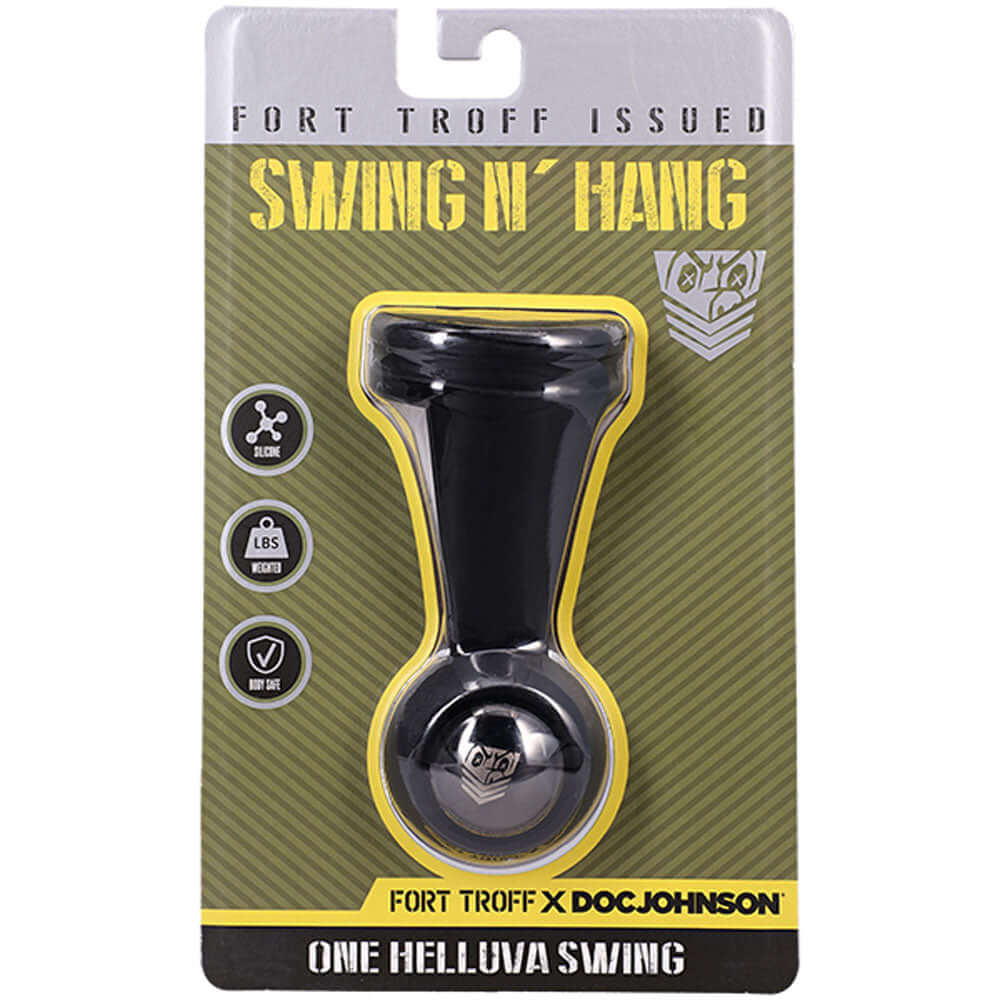 Fort Troff - Swing N' Hang -  Weighted Ball Tugger packaging showcasing its unique design and features.