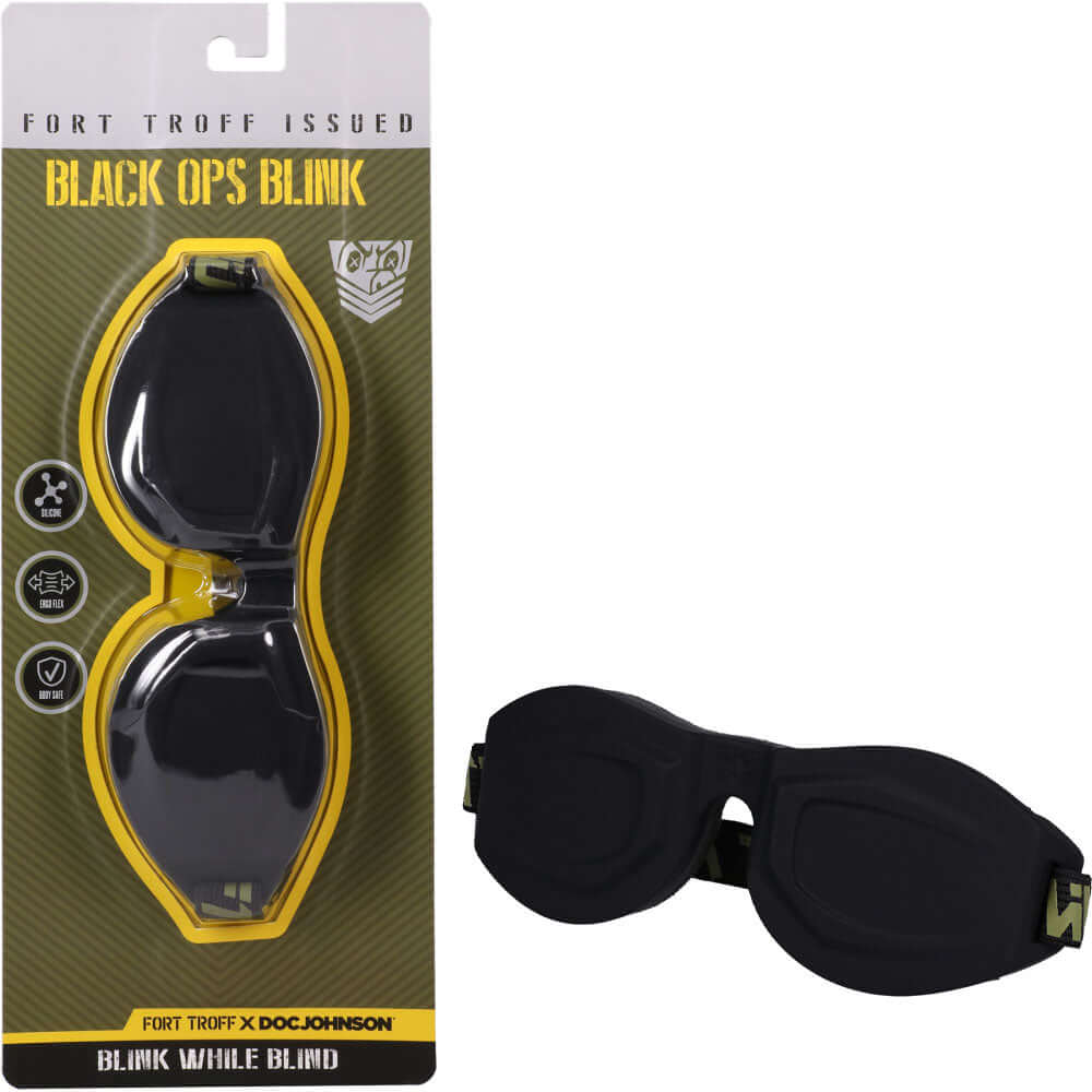 Fort Troff Ops Blink eyemask restraint for bondage packaging and product displayed.
