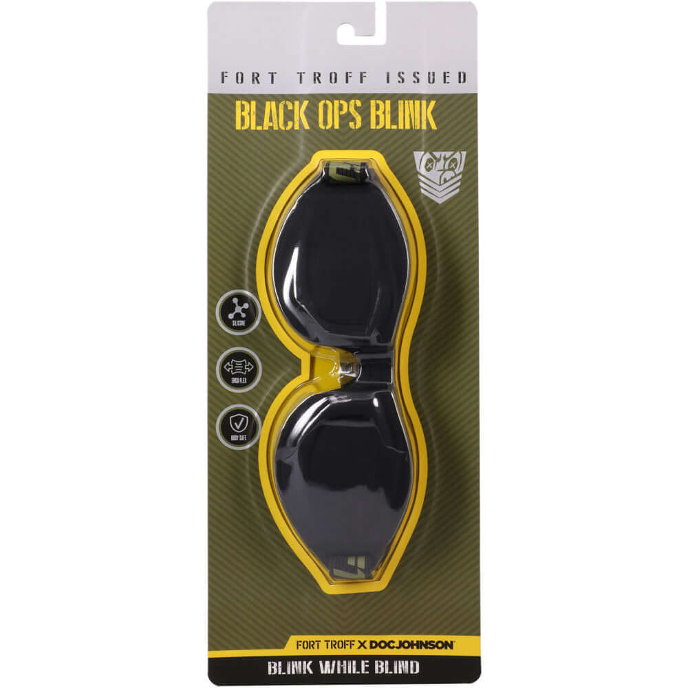 Fort Troff - Black Ops Blink eyemask restraint for bondage in packaging, featuring cupped design for comfort.