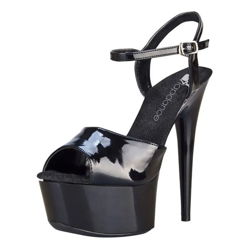 Black Platform Sandal With Quick Release Strap 6in Heel Lapdance Shoes Discreet Intimate Essentials.