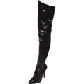 Black Pointed Toe Thigh High Boot 3in Heel Lapdance Shoes Discreet Intimate Essentials.