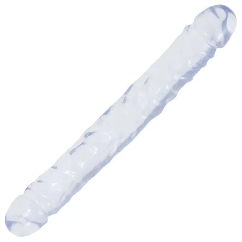 12 in Jr. Double Dong Clear Crystal Jellies Discreet Intimate Essentials.