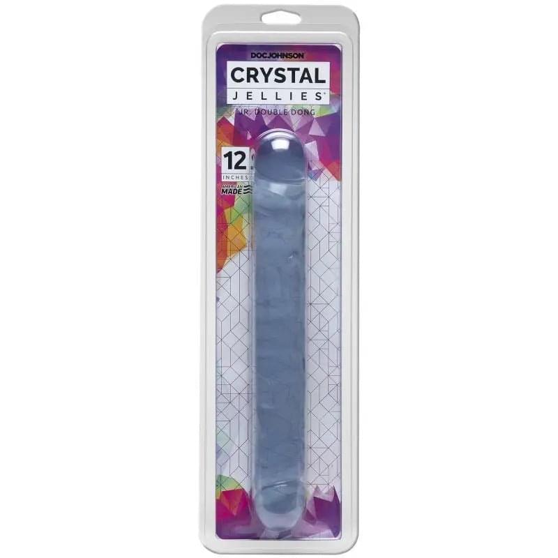 12 in Jr. Double Dong Clear Crystal Jellies Discreet Intimate Essentials.