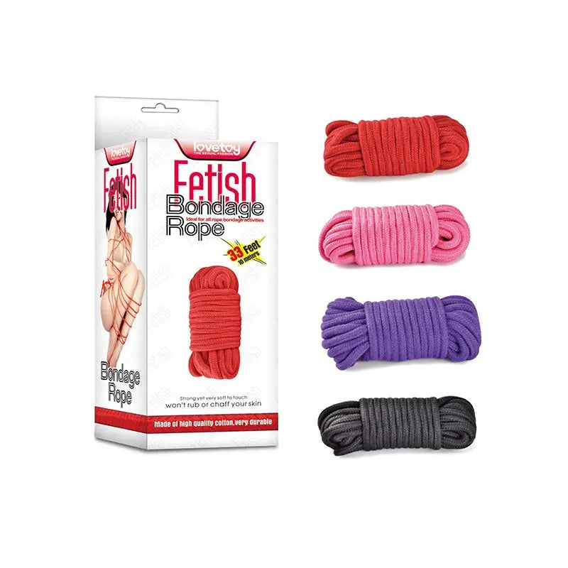 Fetish Bondage Rope 10m Red Lovetoy Discreet Intimate Essentials.