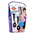 Packaging for over door entryway restraints featuring adjustable comfort restraints and easy installation.