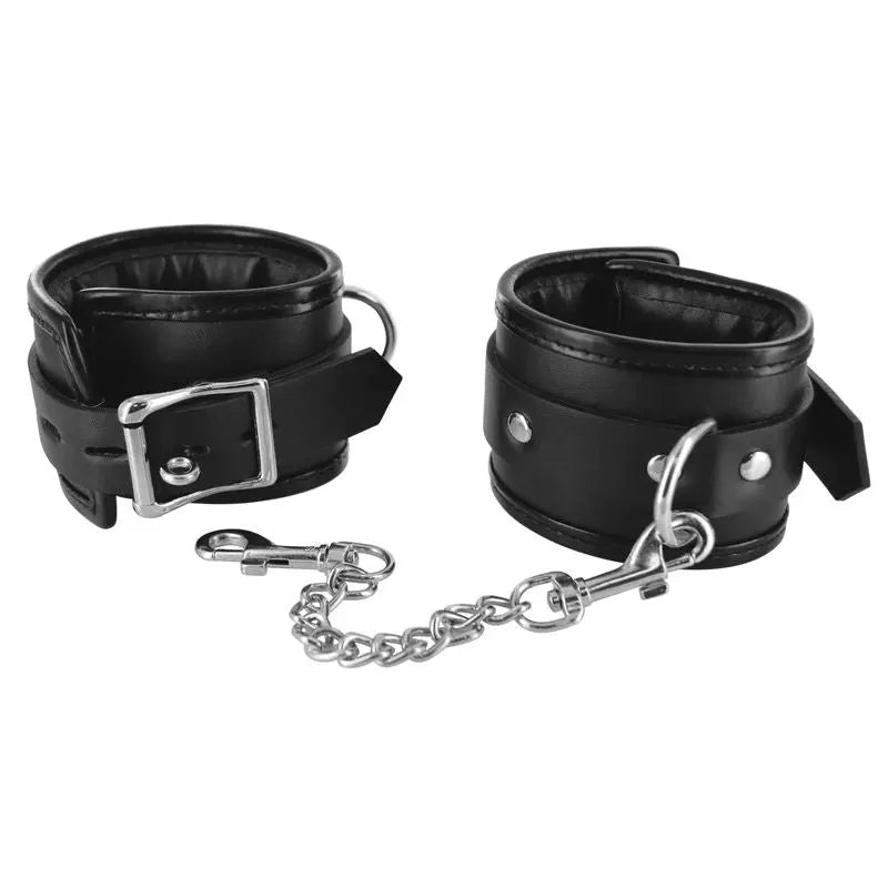 Locking Padded Wrist Cuffs with Chain Strict Discreet Intimate Essentials.