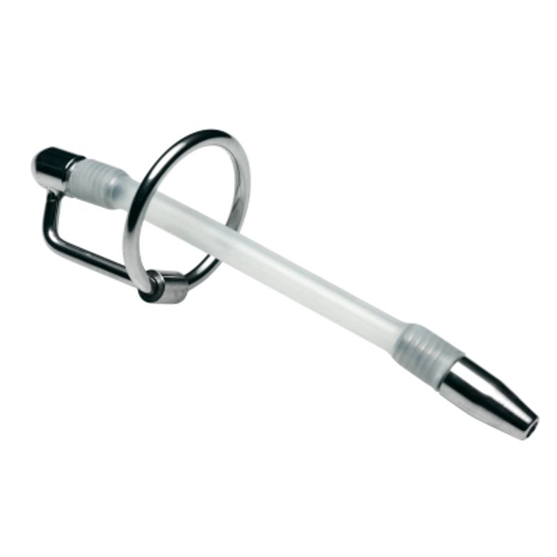 Inertia flexible cum-thru plug featuring stainless steel and silicone for comfort and flexibility during sensory play.