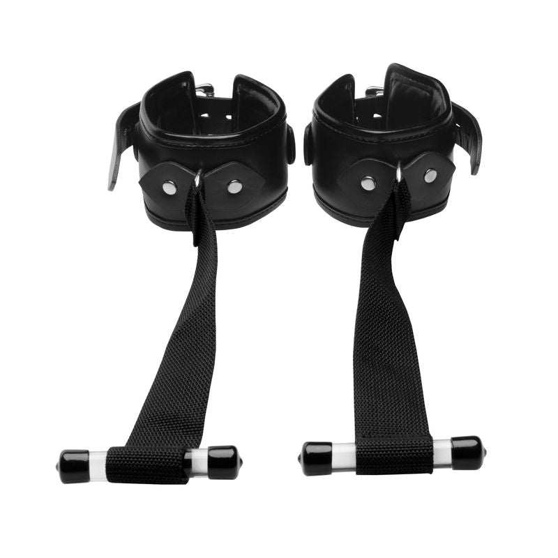 Deluxe Over the Door Restraint System featuring padded cuffs and adjustable straps for secure bondage play.