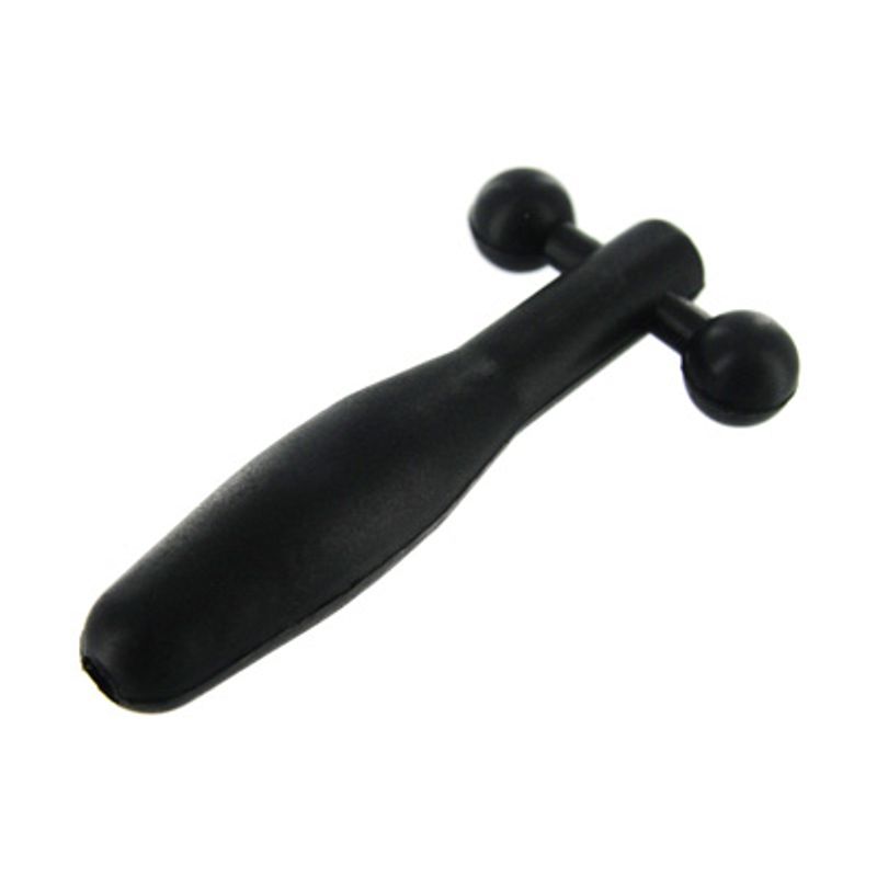 Silicone penis plug with twin barbells for urethral play, designed for comfort and easy retrieval.