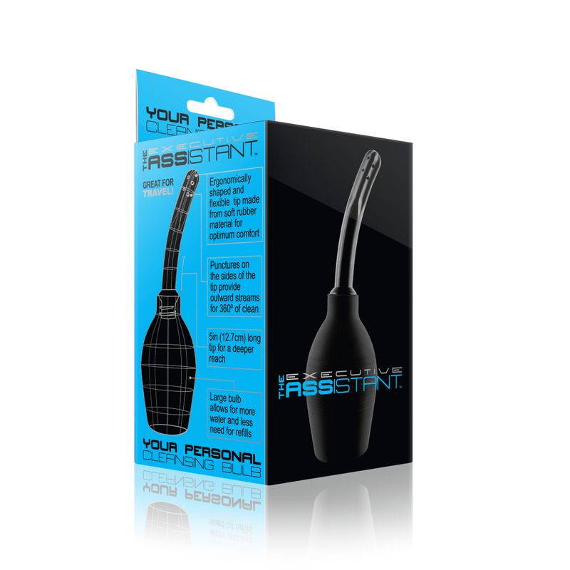 Executive Assistant Cleansing Bulb packaging showcasing its ergonomic design for comfort and effective cleaning.