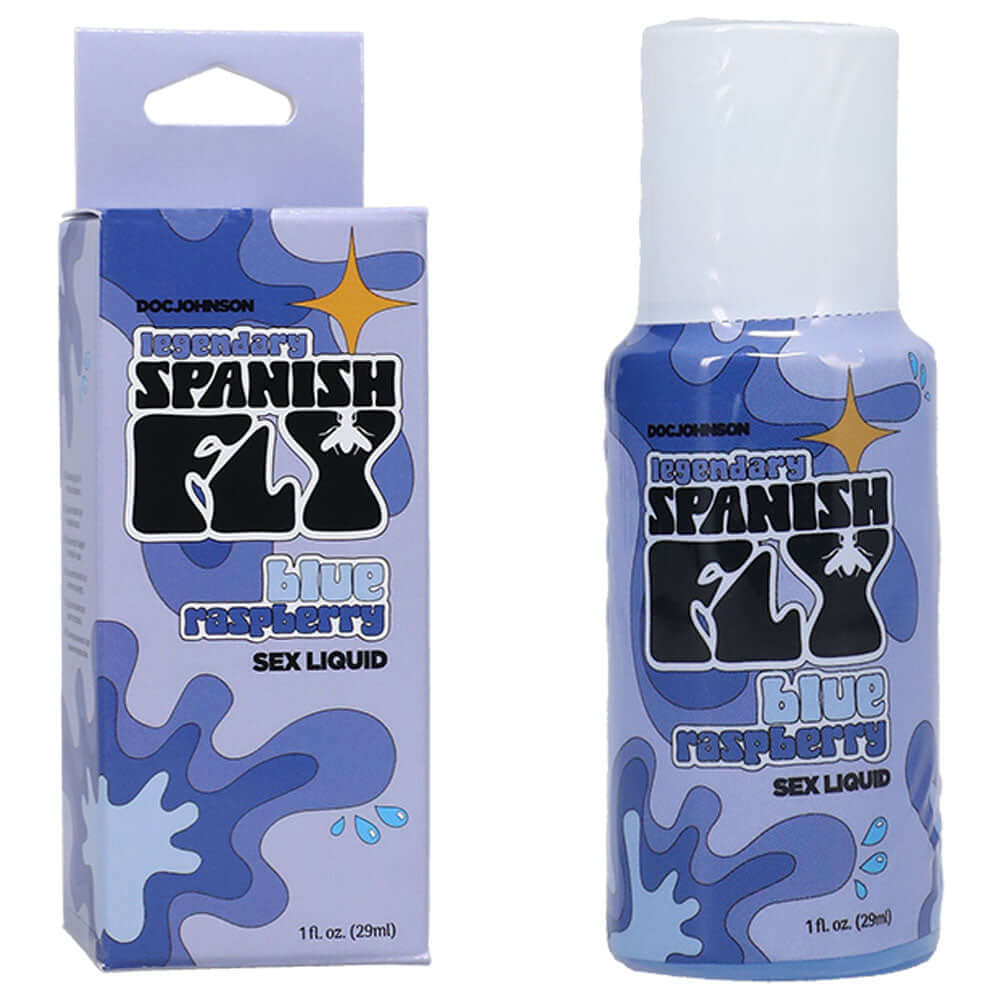 Spanish Fly Sex Liquid in blue raspberry flavor, 29 ml bottle, aphrodisiac liquid for enhanced sexual energy.