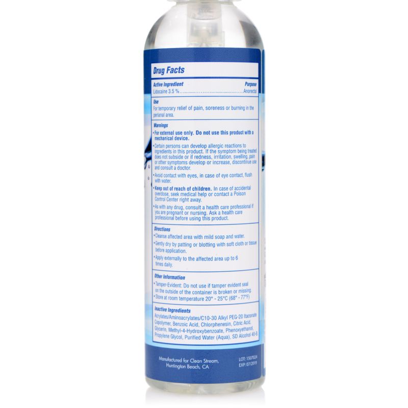 Relax Anal Lube 4.4oz/130ml Desensitizing Spray Gel with lidocaine for pain relief, adult use product.