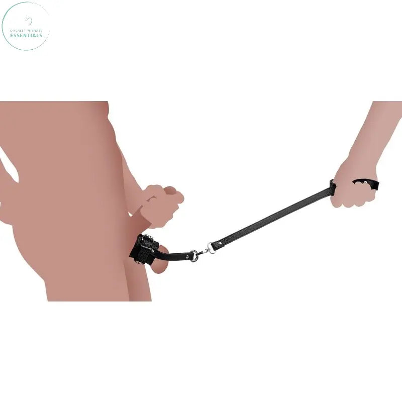 Strict ball stretcher with leash demonstrating usage with adjustable straps for added sensation.