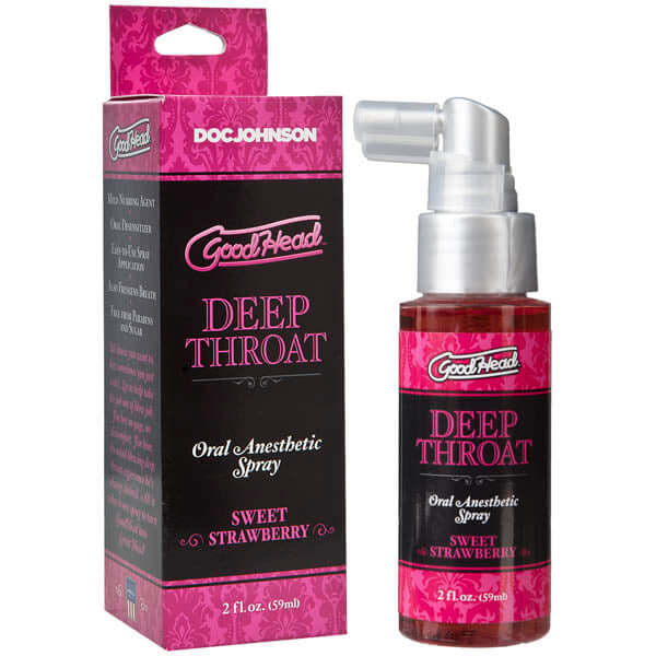 GoodHead Deep Throat Spray - Sweet Strawberry - 59 ml Bottle for oral use. Perfect sweet strawberry deep throat spray.