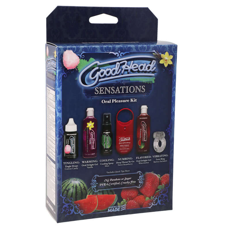 GoodHead Sensations Kit - 6 Piece Lotion Set for oral pleasure enhancement kit featuring various flavors and sensations.