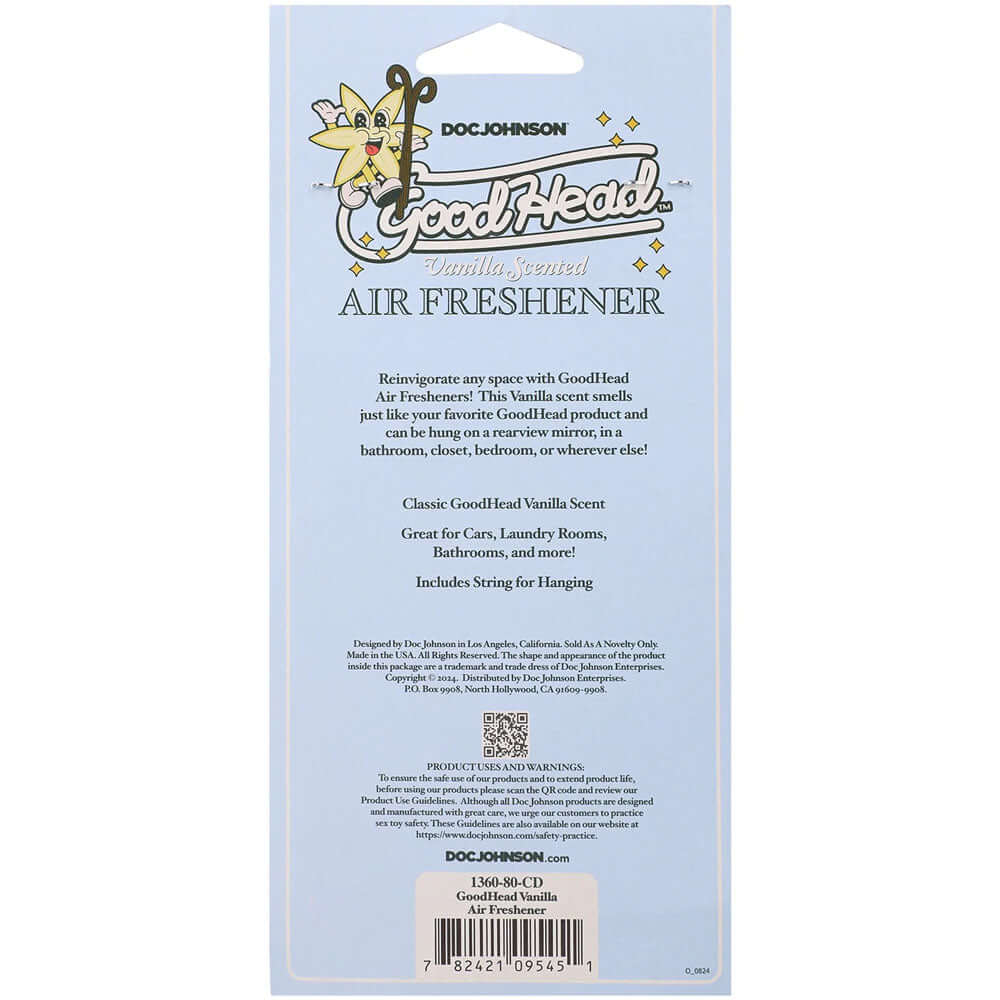 GoodHead Air Freshener - Vanilla, a vanilla air freshener perfect for cars, bathrooms, and closets with hanging string.