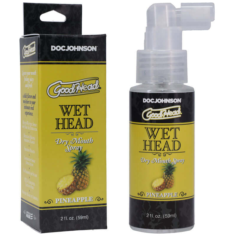 GoodHead Wet Head Dry Mouth Spray for oral sex, pineapple flavour, 59 ml bottle for instant moisture and fresh breath.