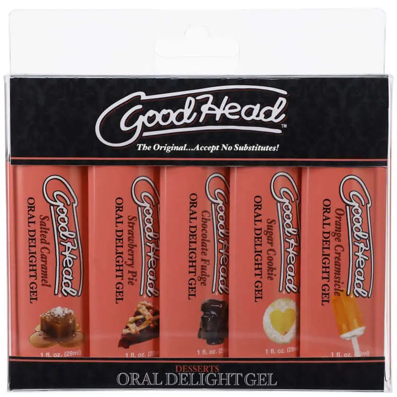 GoodHead Oral Delight Gel - Desserts - Flavoured Oral Gels - Set of 5 x 30ml Bottles Doc Johnson Discreet Intimate Essentials.
