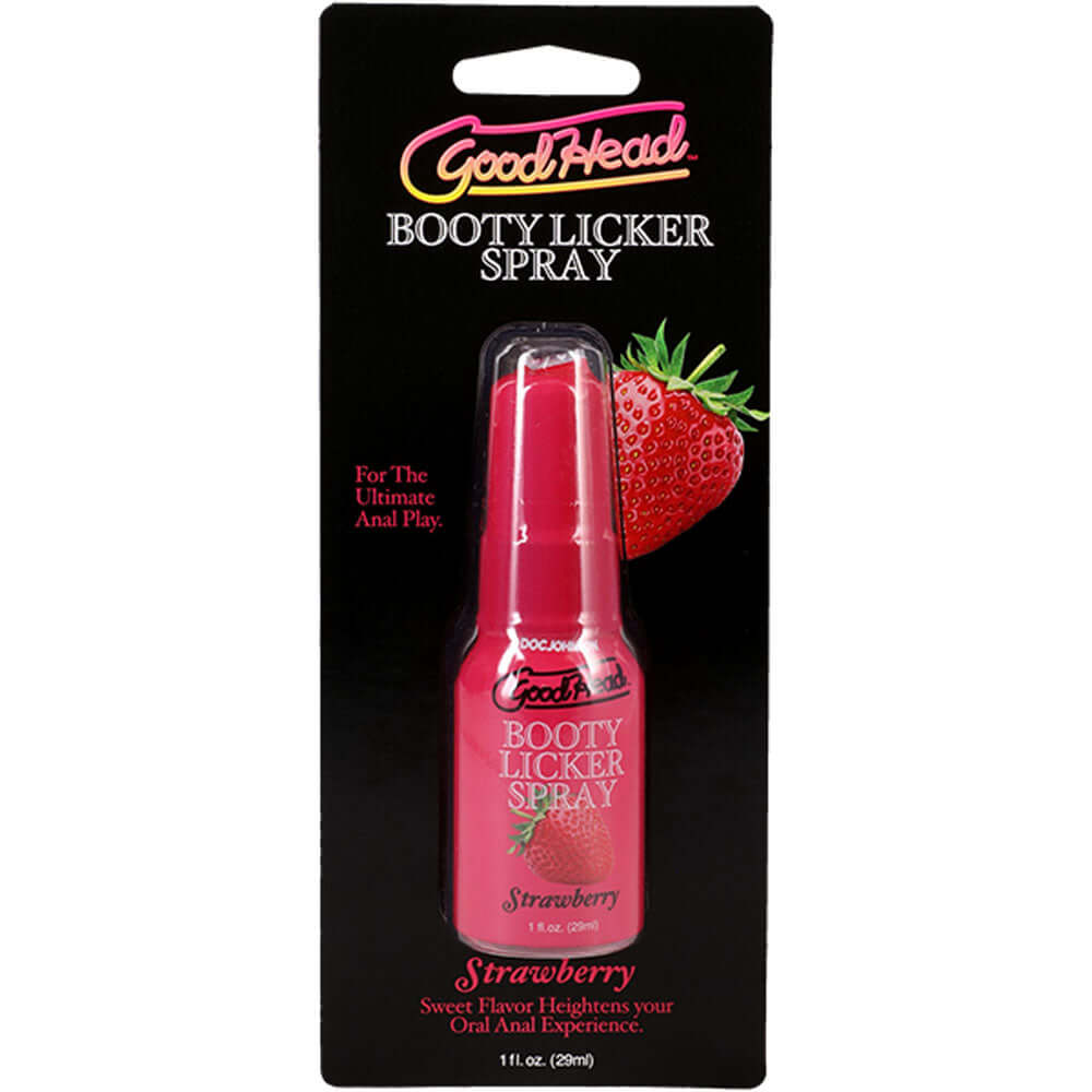 GoodHead Booty Licker Spray - Strawberry flavored spray in 29 ml bottle for pleasurable backdoor play, featuring strawberry booty licker spray.