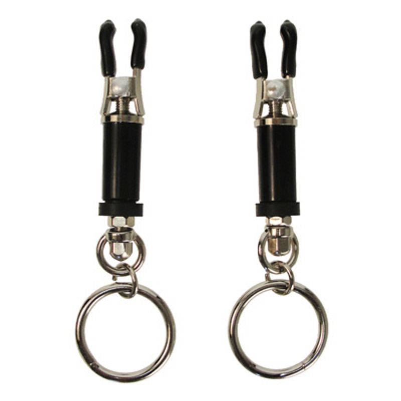 Bondage ring clamps with heavy-duty design and dangling rings for versatile bondage options.