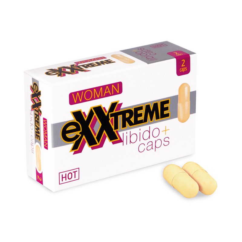 Exxtreme Libido Pills Woman 2 pcs box with capsules, ideal libido pills for women to enhance sexual vitality.