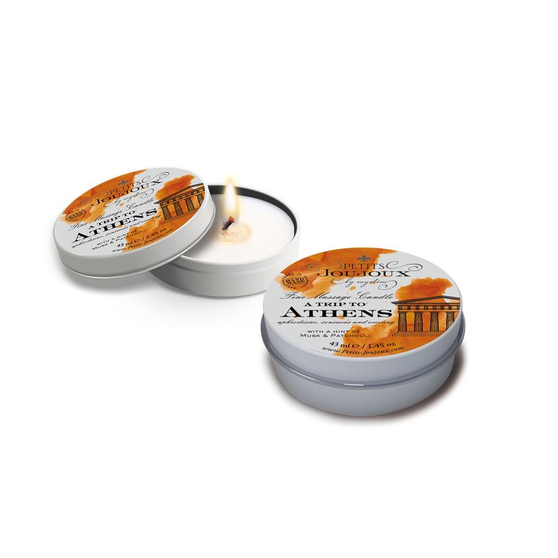 Petits JouJoux Massage Candle Athens 43ml, a scented candle melting into massage oil for intimate moments.