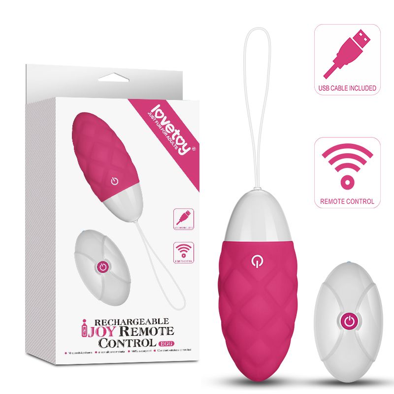 IJOY Wireless Remote Control Rechargeable Egg Pink with USB charger and remote control features.
