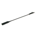 black leather crop whip on a white background, perfect for SM play and stylish in design.