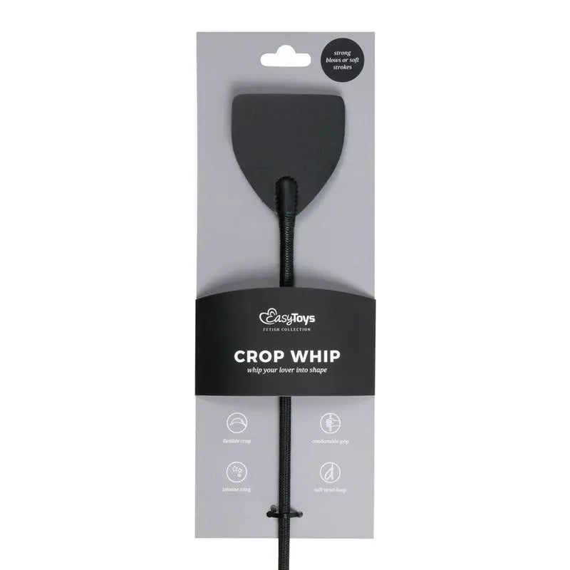 Wide Crop Whip Black Fetish Collection Discreet Intimate Essentials.