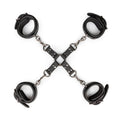 Hogtie With Hand and Ankle Cuffs made of sturdy faux leather and metal, ideal for bondage play.