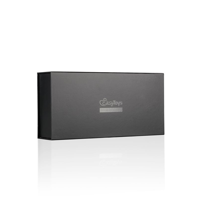 BDSM thigh and wrist cuff set black box packaging with EasyToys logo for storage and display.