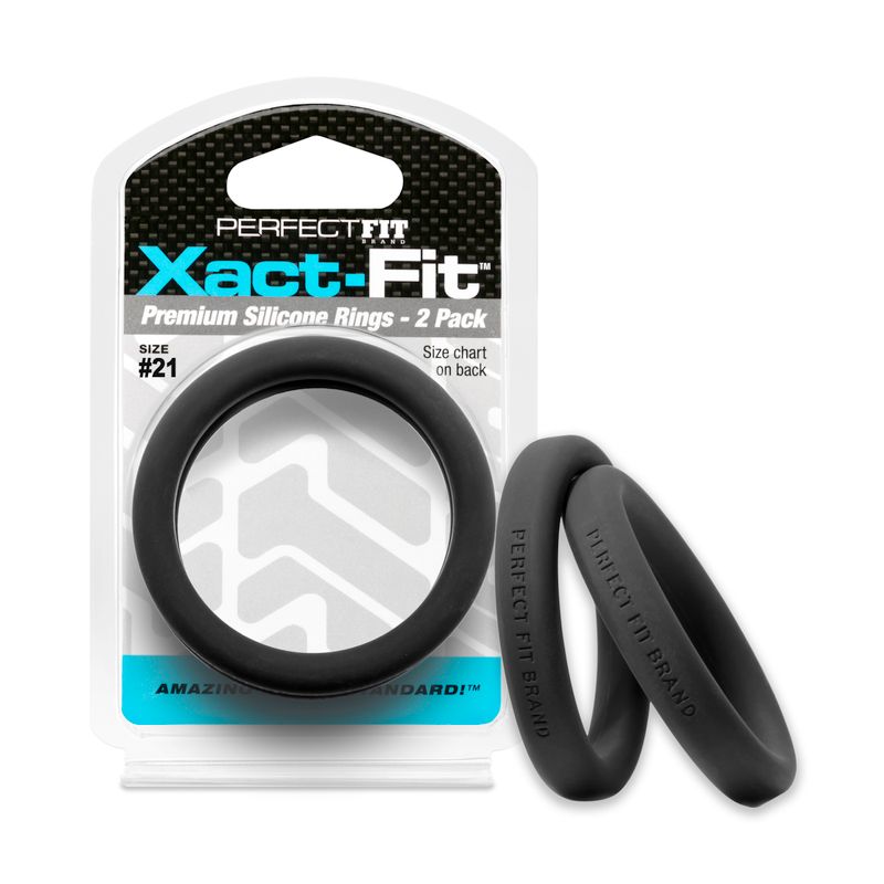Xact-Fit #21 2.1in 2 Pk silicone rings for comfortable fit, ideal for intimate essentials for her and adult novelty.