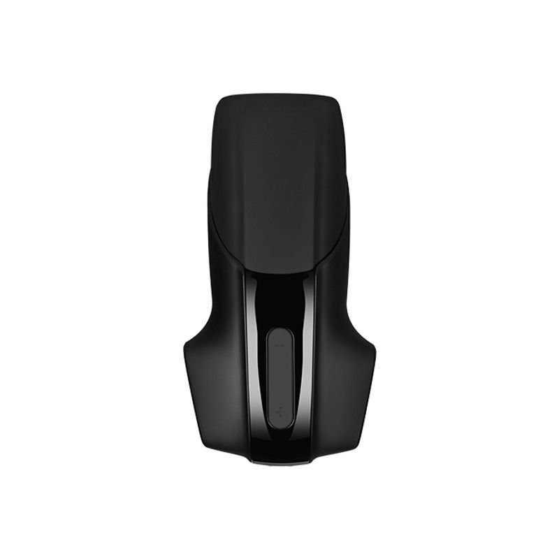 Satisfyer Men Vibration male masturbator in sleek matte black silicone with powerful vibration technology.